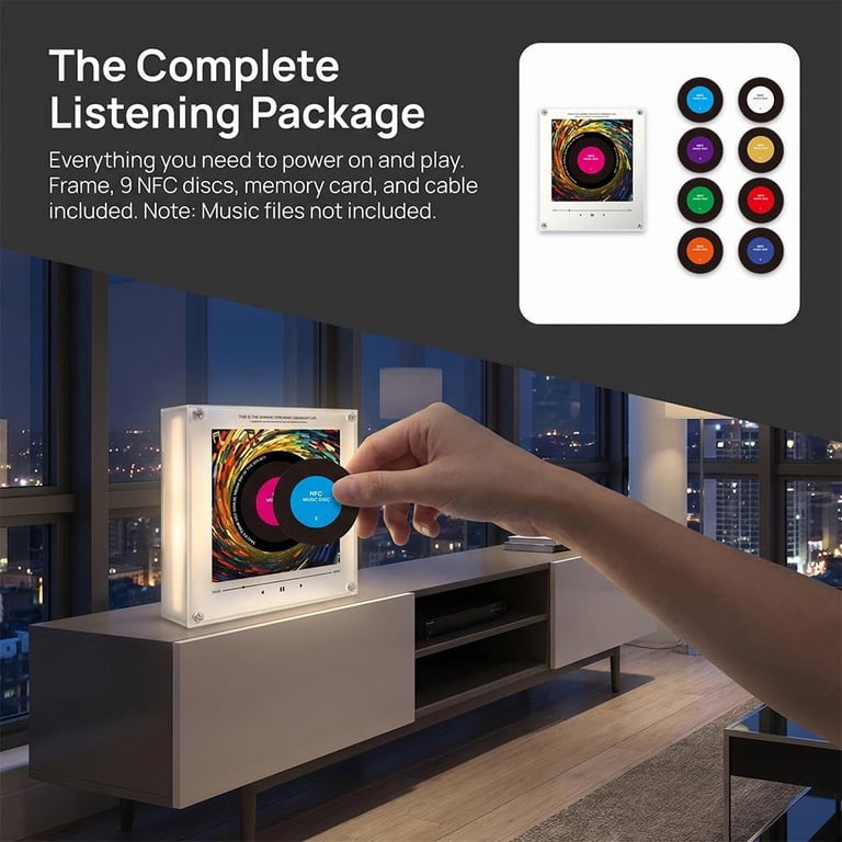 Programmable NFC Music Box Fridge Magnet, Rotating Vinyl Record