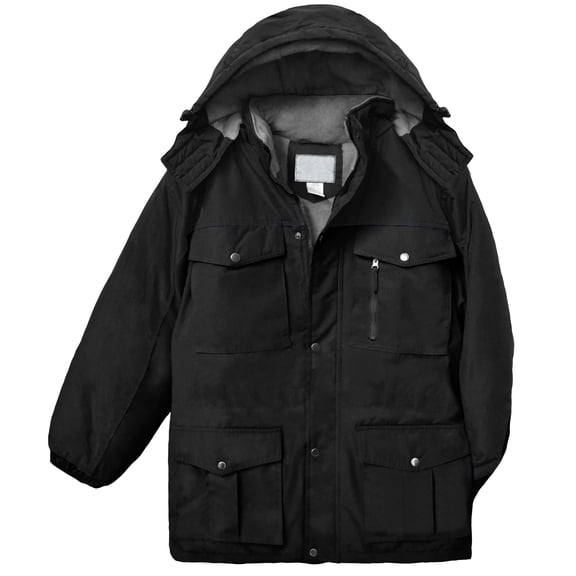 Victory Outfitters Men's Color Block Hooded Insulated Parka Jacket - Black - Med