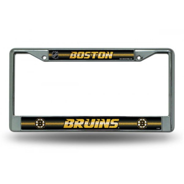 Boston Bruins Glitter Chrome License Plate Frame Free Screw Caps ...