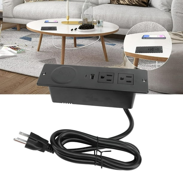 Regleta Empotrada Con 2 Tomas De CA, 15 A PD, 20 W USB C, 18 W USB A, 15 W, Cargador Inalámbrico, Montaje Empotrado, Toma De Corriente Integrada Para Escritorio