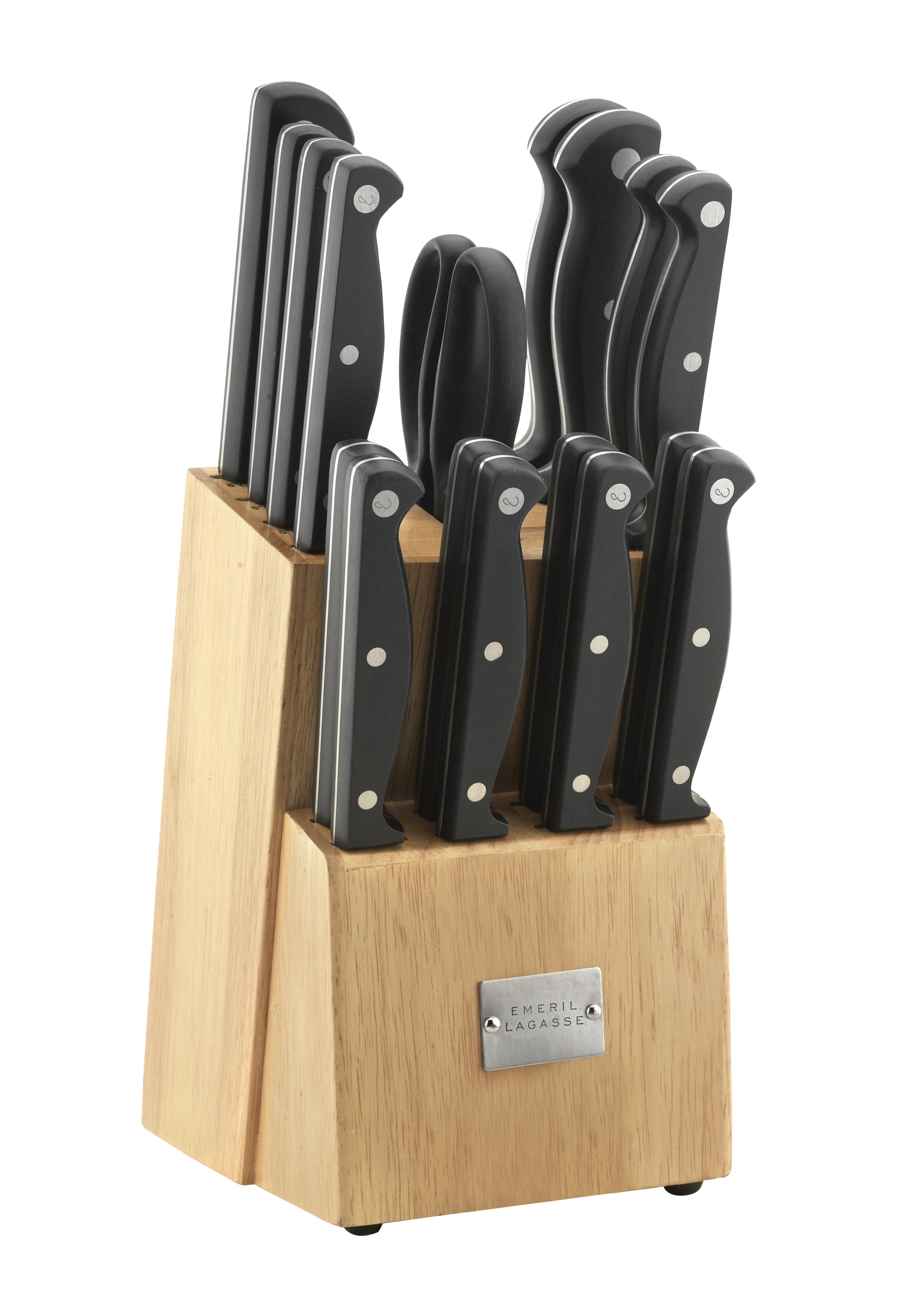 Emeril Lagrasse Cutlery 3 Piece Knife Set Bamboo Cutting Board with Drawer