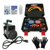labwork Air Vacuum Pump MANIFOLD GAUGE Set 1/3HP 4CFM HVAC AC Refrigerant Kit