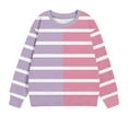 thumbnail image 3 of Cavosen Pullover Sweatshirts for Teens Girls Boys Toddler to Big Kids Long Sleeve Round Neck Sweatshirts Striped Trendy Sweatshirts Tops Warm Lightweight Clothes Purple 5T, 3 of 3