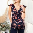 thumbnail image 4 of ZTTD Women Pregnant Nusring Maternity V-Neck Short Sleeve Floral Print Blouse Tops, Sizes S-2XL, 4 of 9