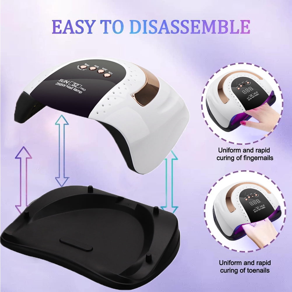 DEISNGB 268W UV LED Nail Lamp, Nail Dryer for Gel Polish,UV Light For Gel Nails, 4 Timers UV Nail Lamp Professional Nail Light, 57Pcs Lamp Beads and Automatic Sensor(White)
