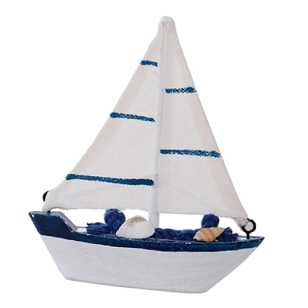 Mini Wooden Rudder Sailing Boat Ship Bookshelf Desktop Home Parties Decor #5 