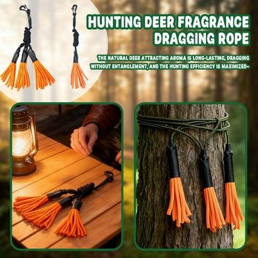 1 Pcs Deer Scent Drag Line, Hunting Drag Scent Applicators with Detachable Clip, Orange Scent Drag for Outdoor Deer Hunting Supplies and Scent Attractant