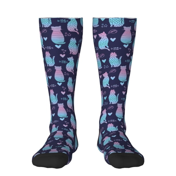 Balery Silhouette Cats Calcetines novedosos Calcetines deportivos Calcetines hasta la rodilla Calcetines de algodón Calcetines originales y geniales