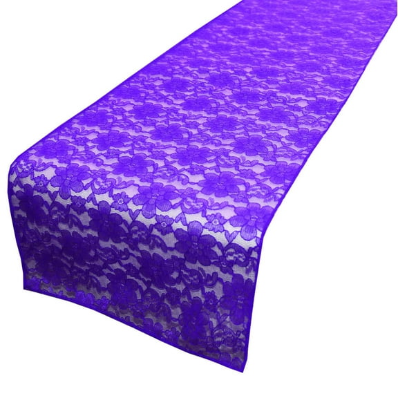 Light Weight Floral Sheer Lace Table Runner / Wedding Table Top Décor (Pack of 8) Purple