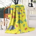 thumbnail image 2 of Yellow Cartoon Dinosaurs Leaves Pattern Blanket,Comfortable Soft Lamb Wool Throw Blanket,All Season,Warm Lightweight Blankets for Sofa Bed Couch Living Room Chair,60"x80", 2 of 4