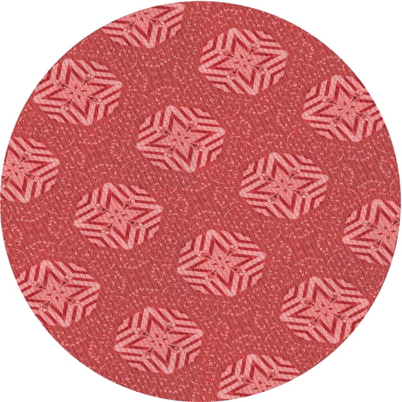 Ahgly Company Machine Washable Indoor Round Transitional Red Area Rugs, 7' Round