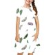 thumbnail image 2 of Odeerbi Niñas Verano A-Línea Vestido Pluma Impresión Swing Vestido Niños Manga Corta Vestido Elástico, 2 of 7