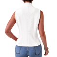 thumbnail image 5 of YVNAURA Women's Sleeveless Button Down Knit Vest Summer Casual Tank Top Open Front Lightweight Breathable Loose Fit Cardigan Waistcoat 2026 Trendy Layer Over T Shirt, White,XL, 5 of 6