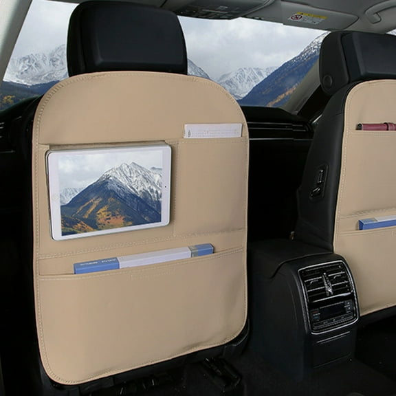 Car Seat Kick Guard Protection Pad - Leather Backrest Protector Prevents Dirt & Damage, 65x50cm, Universal Fit for Rear Seats, Black/Beige/Coffee/Brown/Wine