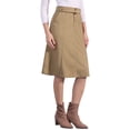 thumbnail image 4 of Falda A-Line de Cintura Alta Elástica para Mujeres INSPIRE CHIC, con Cinturón, Midi de Pana para Otoño e Invierno, Talla XS, Color Camel, 4 of 6