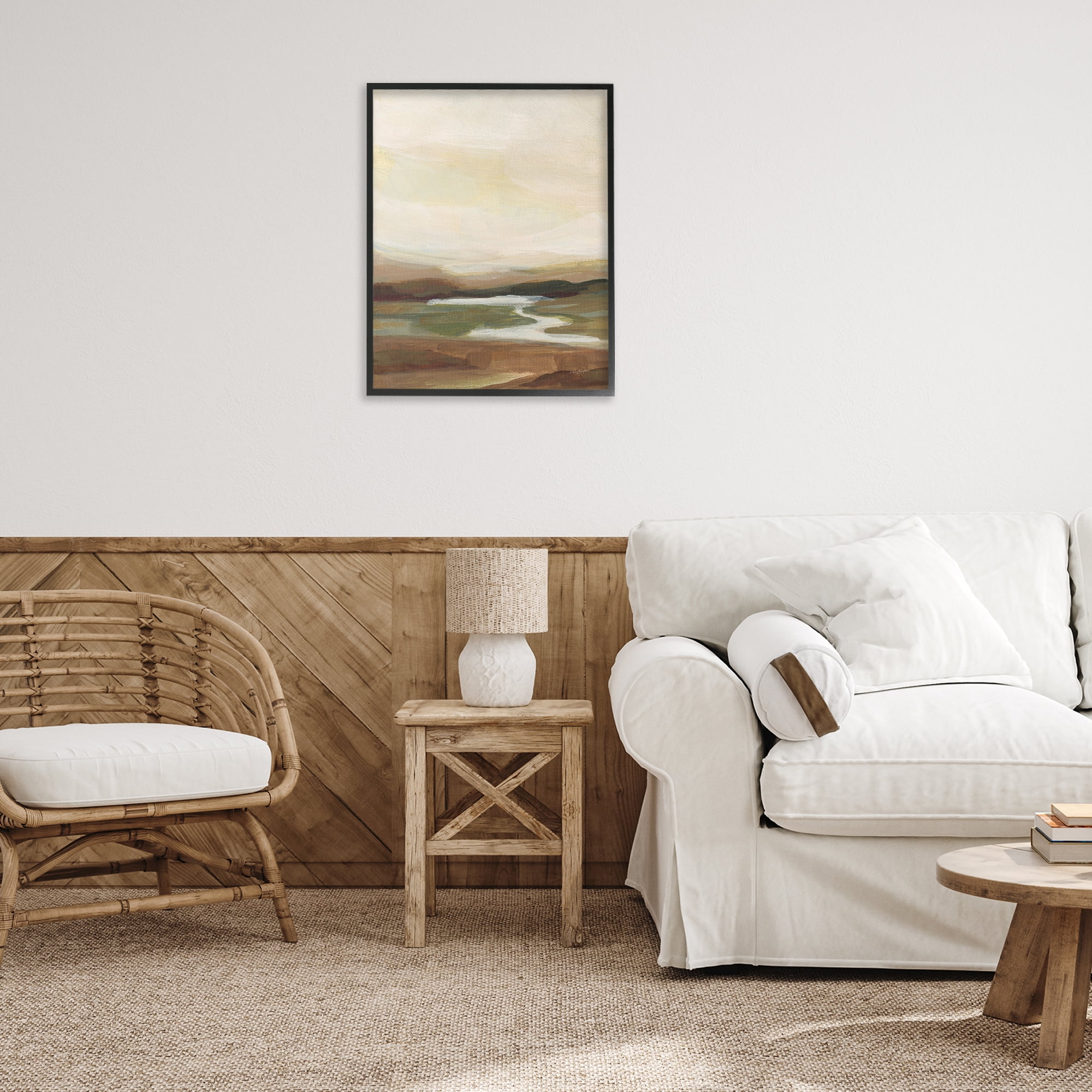 Stupell Industries Chestnut Springs River Landscape Painting Black Framed Art Print Wall Art, 24 x 30