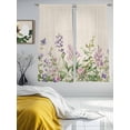 thumbnail image 4 of Flowers Lavender Semi Sheer Curtains 72 Inch Length 2 Panels Set, Retro Cottagecore Blooms Green Leaf Sheer Kitchen Curtain Privacy Voile Window Curtain for Living Room Bedroom Rod Pocket Drapes, 4 of 7