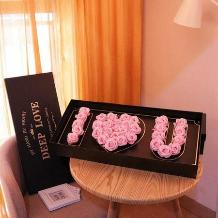 Dasoch I Love You Flower Box- Birthday Gift - Artificial Soap Flowers Gift Box -Pink
