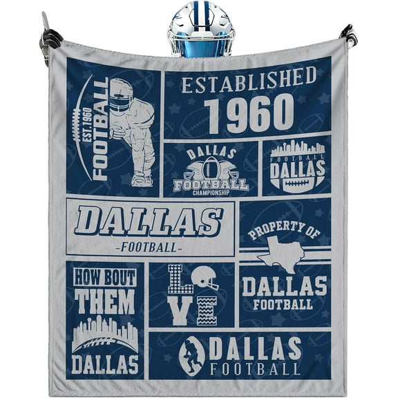 Dallas Throw Blanket, American Football Sport Team Color Blanket, Soft Flannel Gifts for Men Women Fan Rugby Lovers Merch for Sofa Bed Decor, 80X60 in