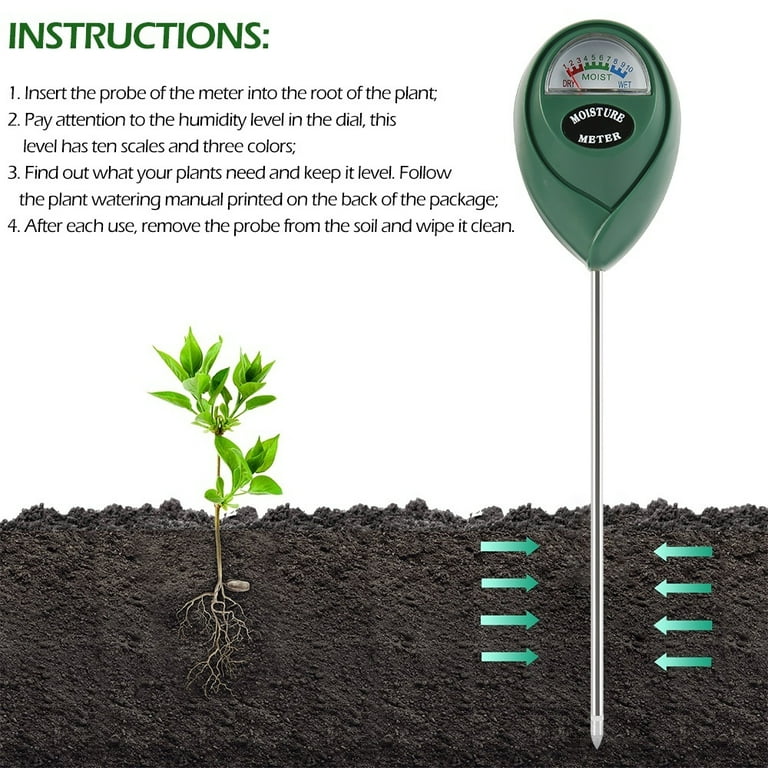 Hotbest Soil Moisture Sensor Meter Plant Soil Meters Soil Water Monitor Hydrometer for Garden Lawn Farm Indoor No Batteries Required, Size: 1pc, Green