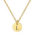 thumbnail image 1 of Flmtop Femmes Lettre Ronde Pendentif Titane Acier Chaîne Clavicule Collier Bijoux Cadeau, 1 of 10
