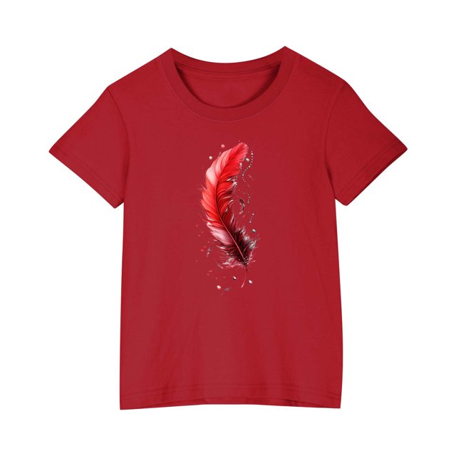 RXIRUCGD 2025 Vêtements d'Été pour Enfants T-shirt Imprimé Mode Mignon Col Rond Manches Courtes