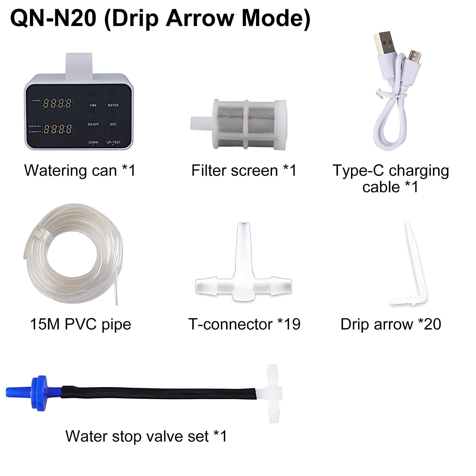 INSMART Automatic Watering System, Indoor Drip Irrigation Kit with Programmable Timer for Potted Plants, LED Display, Anti-Siphon Design, Supports 20 Plants for Home & Balcony