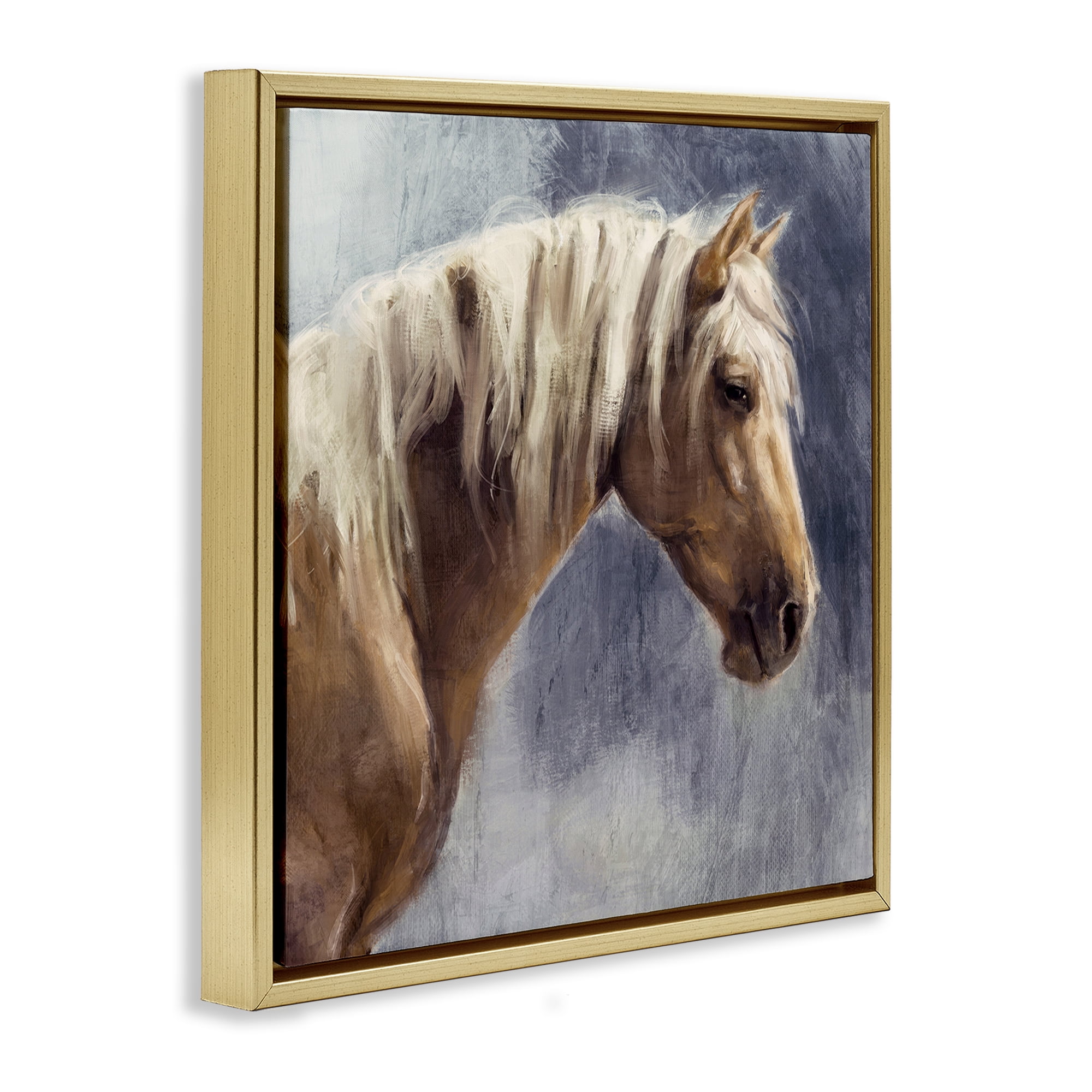 Stupell Industries Golden Boy Horse Animals & Insects Painting Gold Floater Framed Canvas Art Print Wall Art, 18 x 18
