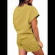thumbnail image 3 of Conjunto de Pijama de 2 Piezas para Mujer, Color Liso, Cuello Redondo, Informal, de Tela Texturizada, Corta, Amarillo, Talla L, 3 of 7