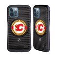 thumbnail image 1 of Head Case Designs Officially Licensed NHL Calgary Flames Puck Texture Hybrid Case Compatible with Apple iPhone 12 / iPhone 12 Pro, 1 of 7
