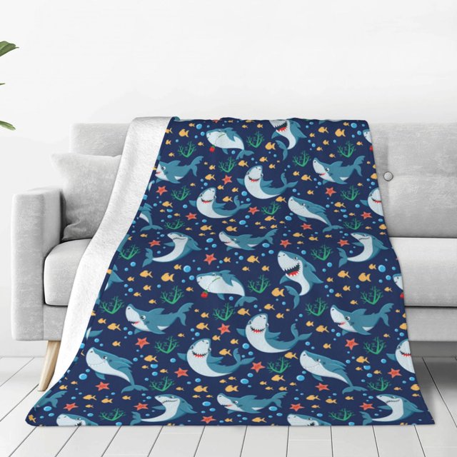 Balery Sea Sharks Manta de Felpa Suave y Acogedora – Cobija de Franela Aterciopelada para Cama, Lavable y Cálida para Sofá, Mascotas, Transpirable-50"x40"