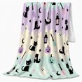 thumbnail image 2 of Pastel Pink Mint Lavender And Cream Bands, Cute Pastel Graphic Style for Families And Cat Lovers, Housewarming Gift with Cozy Flannel Blanket, Home Decor for Bedroom And Playroom And Family Room, 2 of 9