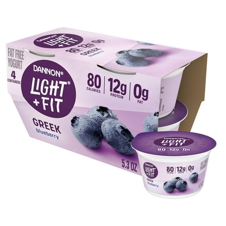 Light   Fit Blueberry Flavored Greek Fat Free Yogurt Pack, 5.3 oz, 4 Count