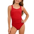 thumbnail image 2 of Big Girls One-piece Swimsuit Bathing Suit solid color Sleeveless print Swimwear For Beach Pool Surfing, 2 of 6