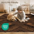 thumbnail image 4 of ODIKA 4'x6' Washable Area Rug Throw Decorative Tan Repeating Grey Beige Bathroom Foyer European for Home Office, Under Desk, Non-Slip Chair-Friendly, Flatwoven, 4 of 7