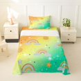 thumbnail image 2 of Manfei Watercolor Rainbow Twin Sheets, Vibrant Sun Galaxy Bedding, Orange Green, 3pcs, 1 Flat Sheet, 1 Fitted Sheet and 1 Pillowcase, 2 of 6