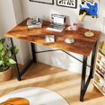thumbnail image 2 of 40 Inch Wood Brown Computer Desk, Modern Home Office Workstation, 2 of 10