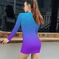 thumbnail image 5 of Blue Purple Gradient Women's Long Sleeve Bodycon Dress Soft Stretchy For Everyday Wear And Special Occasions, 5 of 6