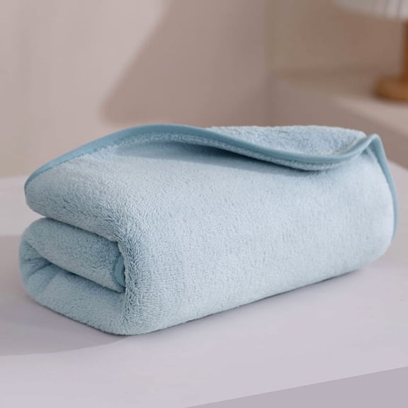 Mictong Blue Super Absorbent Coral Fleece Towel -2 Pieces, 13.78X29.53 Inches Soft Quick Drying Machine Washable, Suitable For Bathroom, Gym, Travel Towels
