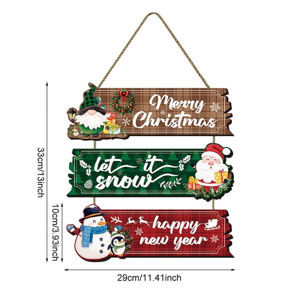 Christmas Door Decorations, Merry Christmas Door Hanger Sign for Front Door, Christmas Wooden Sign Decor, Snowman Santa-Themed Holiday Ambience Hanger, Indoor-Outdoor Porch Wall Decor Sign