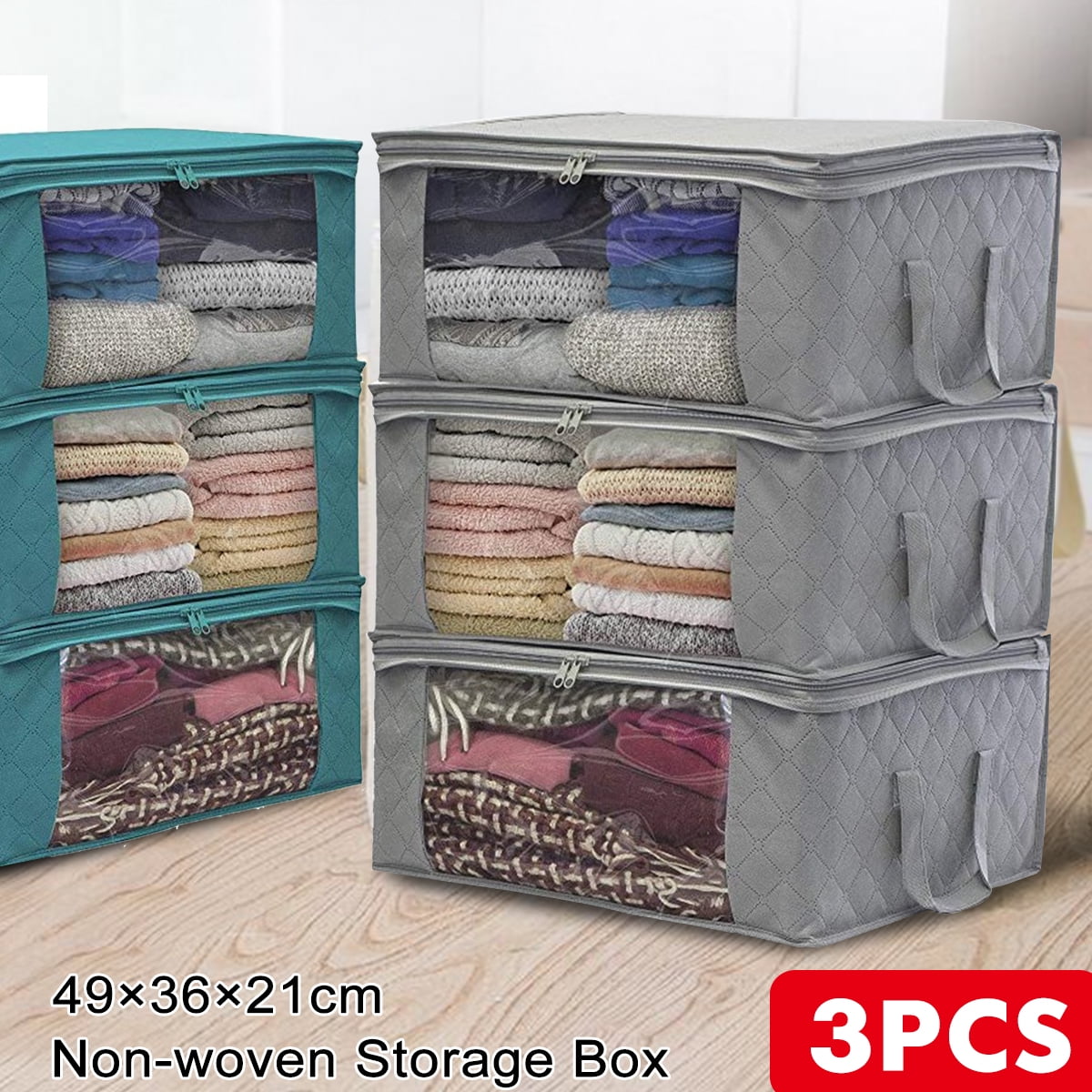 Foldable Storage Bag Organizers, Large Clear Window & Carry Handles