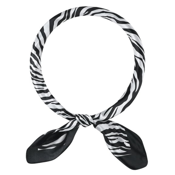 INSPIRE CHIC Women Zebras Printed Satin Large Square Scarves, 35"x35" Silky Neck Scarf Neckerchief Head Wrap Bandanas 35.4x35.4" White