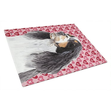 Carolines Treasures SC9277LCB Springer Spaniel Hearts Love Valentines Day Glass Cutting Board Large 12H x 16W multicolor