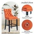 thumbnail image 6 of DONICK Velvet Counter Height Bar Stools Set of 2,Button Tufted Back Bar Chair Nailhead Back Pull Tab Wooden Leg(Orange), 6 of 9