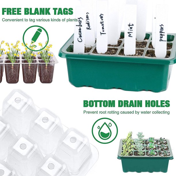KAHEIGN 4 Plateaux Semis 24 Cellules - Propagateurs Graines Avec Couvercle Pour Jardin Et Serre