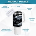 thumbnail image 4 of 40 Oz Car Handle Water Bottle Water Cup Water Bottle Water Jug Coffee Cup Travel Water Bottle Black Roses, 4 of 8