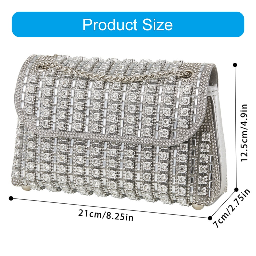 FENOHREFE Shoulder Bags Crossbody Bag Purses Handbag Crystals Rhinestones Evening Bag for Women Handbag Clutch Purse with Chain