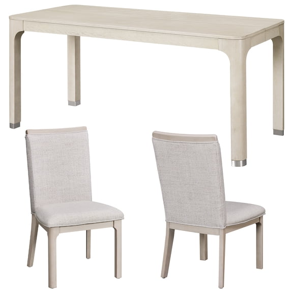3 Pieces Dining Room Furniture Set, 66" Rectangular Kitchen Table and Set of 2 Upholstered Solid Wood Dining Chairs