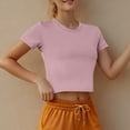 thumbnail image 2 of AherBiu Sports Tops for Women Quick-Dry Lightweight Short Sleeve Crewneck Cropped Athletic Tshirts Basic Tees Activewear, 2 of 4