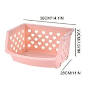 Stacking Stand Basket,Plastic Stackable Storage Bins for Pantry,Hollow Stackable Storage Container Storage Box,Plastic Stackable Basket for Organizing Food, Kitchen, and Bathroom,(E,14.1x11x7.87 in)